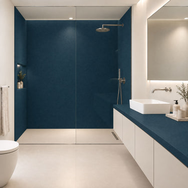 Oxford matte interieurfolie als douchewand en badmeubel in badkamer